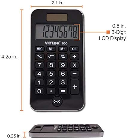 Victor 900 Antimicrobial Pocket Calculator, 8-Digit LCD
