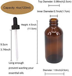 12 Pack 4oz Glass Dropper Bottles for Essential Oil 120ml Amber Round Glass Boston Bottle With Black Glass Eye Dropper for Massage Oil, Perfume & Lab, Refillable Glass Bottle for Travel
