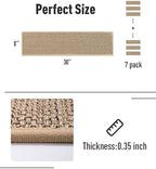 PADOOR Non Slip Stair-Treads, Rubber Backing Stair-Runners for Wooden Steps, 7PCS Residue Free Carpet Stair Treads for Kids and Dogs 8"x30" Beige