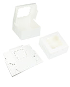 Bakepacker White 30-Packs Bakery Boxes with Window 6x6x3 inches Thick & Sturdy Macaroon Pastry Boxes Cookie Boxes for Bakerys