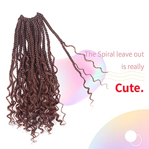 Niseyo Goddess Box Braids Crochet Hair 14 Inch 8 Packs Short Crochet Box Braids Pre Looped Curly Ends Boho Style Synthetic Hair (30#/Medium Dark Brown)