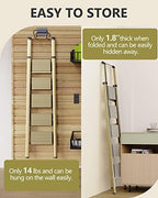 WOA WOA 5 Step Ladder, Ladders for Home, Anti-Slip Pedals, Aluminum Step Stool Foldable, Lightweight to Move, Ease of Storage, Reach 10ft for Closet Kitchen Library, Hold 300lbs - Gold