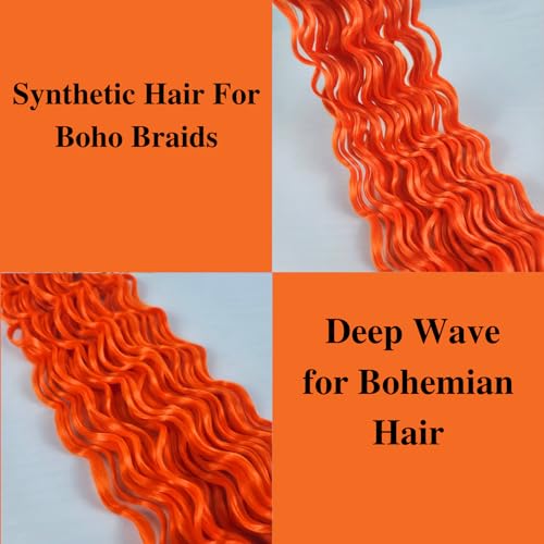 Braiding Hair Pre stretched Neon Orange Boho Braids Prestretched Braiding Hair for Bohemian Hair Ez Braid Micro Braiding Hair Synthetic Curly Deep Wave Braids