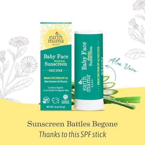 Earth Mama Baby Face Mineral Sunscreen Stick & Lotion Set, SPF 40 | Reef Safe, Non-Nano Zinc, Contains Organic Cocoa Butter, Shea Butter, Aloe & Calendula | Babies, Kids & Family