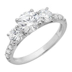 Drizzle Jewels 2.20Ct Round Lab Created Diamond Three Stone Engagement Ring, 14K White Gold Finish (White, 10)