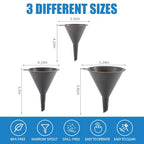 Plastic Kitchen Funnel Set of 3, Round Kitchen Funnels for Filling Bottles, Durable and Multifunctional Funnels for Filling Canning, Cooking, Lab or Car Oil