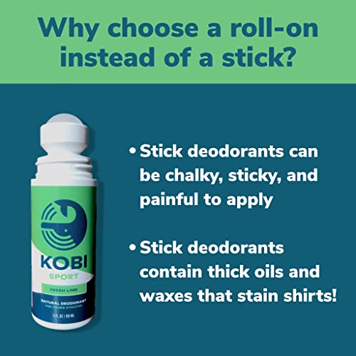 Kobi Deodorant for Teens, Kids, Boys - Natural, Aluminum-Free, Hypoallergenic, Sport Strength - Fresh Lime