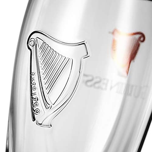 Guinness Gravity Official Beer Pint Glass 4-Pack | Large 20oz Pints Drinking Thick Beer Glasses Beer 20 oz Glasses