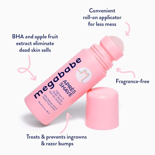 Megababe Après Shave | Post-Shave & Waxing | Ingrown Hair & Razor Bump Roll-On Treatment for Women | Bikini, Armpits & Legs | 3.0 fl oz