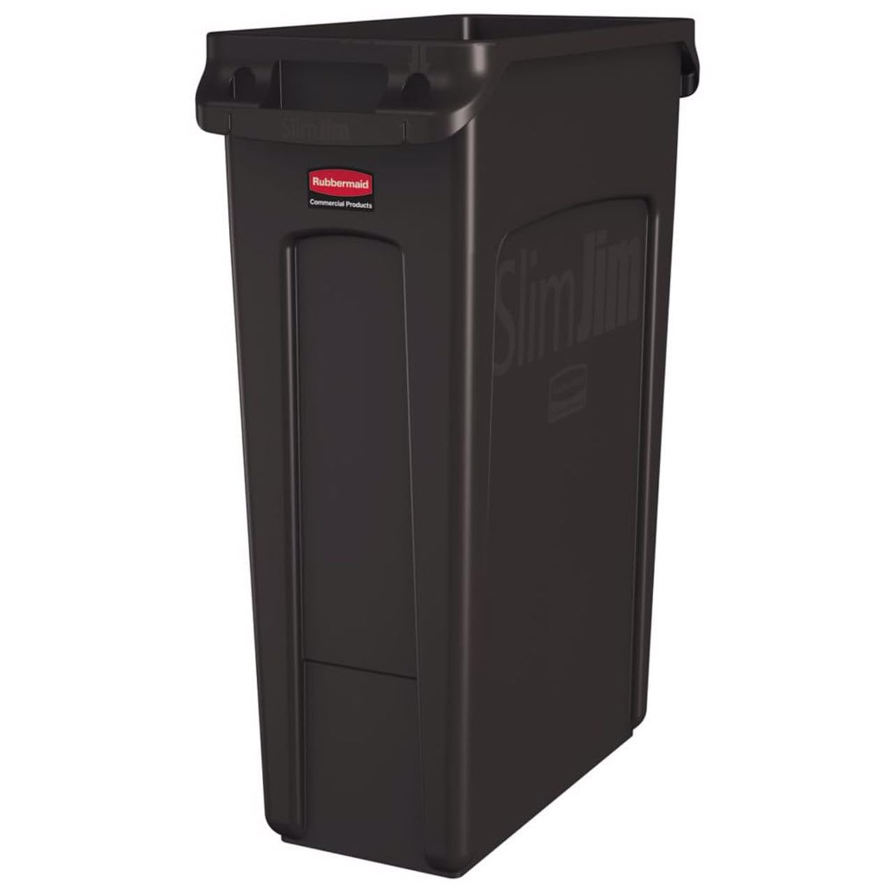 Rubbermaid Commercial Products Slim Jim Plastic Rectangular Trash/Garbage Can/Bin with Venting Channels, 23 GAL, Brown, for Kitchens/Classrooms/Offices/Back of House