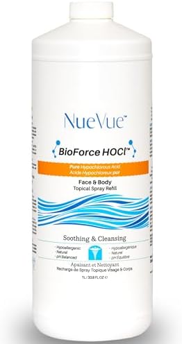 BioForce Pure Hypochlorous Acid Spray for Face & Body - Acne-Prone Skin & Eczema, Piercing aftercare, Made in Canada, Gentle Skin Cleanser & Toner, pH Balanced, Non-comedogenic (33 Oz)
