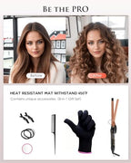 5/8 Inch Curling Iron, 5/8 Curling Wand, Hair Curling Iron with Adjustable Temperature,Pencil Hair Curler for Medium and Long Hair with LCD, with Heat Resistant Glove, 8-in-1 Gift Set