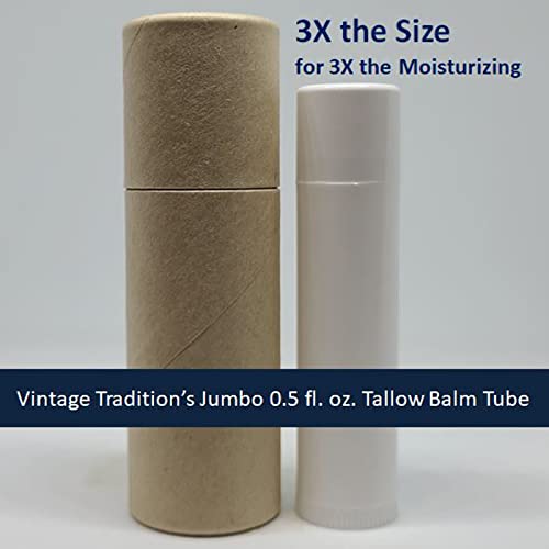 Vintage Tradition Moisturizing Beef Tallow Lip Balm – Unscented Tube Lip Moisturizer for Sensitive Skin Hydrates & Soothes Dry Lips – Grass-Fed Tallow Balm for Skin Care, 0.5 Fl. Oz.