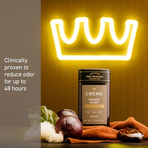 Cremo Deodorant, Vintage Suede, Long Lasting Odor Protection, 2.65 Oz