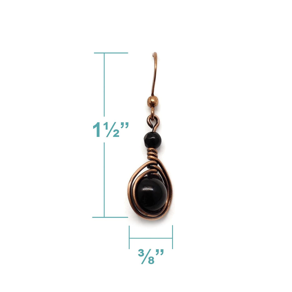 Pillar of Salt Studio Handcrafted Solid Copper Earrings Black Onyx Gemstone
