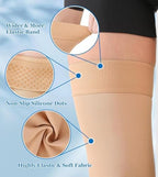 MGANG Medical Thigh High Compression Stockings for Men & Women, Pair, Open Toe, 20-30 mmHg Graduated Compression Support Hose, Opaque, Best for Varicose Veins, Edema, Flight, DVT, Swelling, Beige XXL