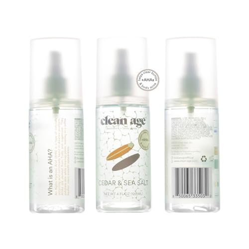 Aluminum Free Deodorant & Body Spray for Whole Body - Cedar 4oz (2 Pack) Clean Deodorant and Body Spray for Teen Boys and Girls - With AHA For Body Acne - Body Spray for Teens Formula