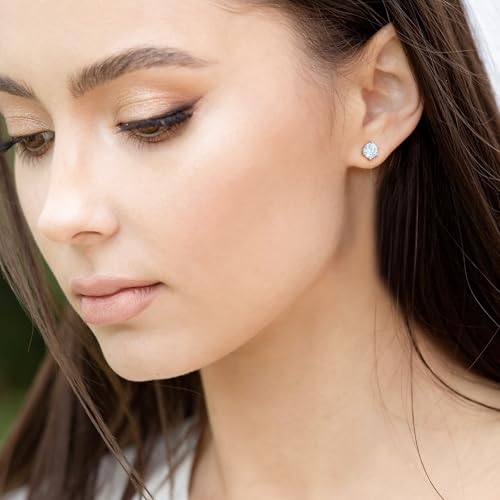 Moissanite Stud Earrings for Women 2CT 925 Sterling Silver Earrings for Women Men 18K White Gold Plated Earrings D Color VVS1 Round Lab Created Diamond Earrings for Men