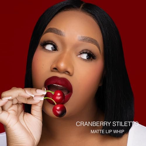 Beauty Bakerie Lip Whip Liquid Lipstick for Women, Waterproof Lip Gloss, Tint, Stain Long Lasting Hydrating Moisturizer, Matte or Metallic, 3.5mL, Cranberry Stiletto