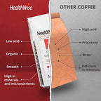 HealthWise Low Acid Organic Ground Coffee | Colombian Arabica Original Roast | Healthier Coffee for Sensitive Stomachs - Acid Reflux, Heartburn, Gastro Issues | 12 oz. - 340 g
