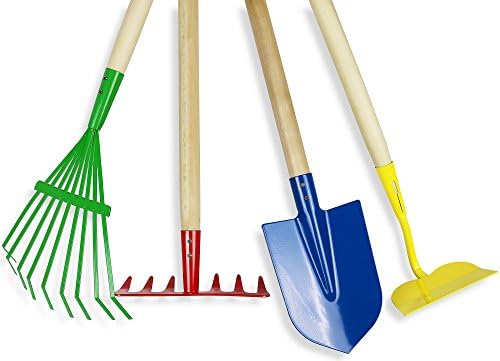 Click N' Play 4-Piece Kids Gardening Set With Shovel, Rake for Yard - Outdoor Toys for Ages 3-8 to Play in Leaves