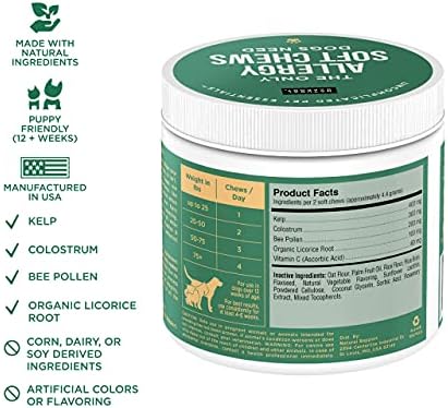 Natural Rapport Dog Allergy Supplement - The Only Allergy Soft Chews Dogs Need - 120ct Treats That Contain Kelp and Bee Pollen for Allergy and Itch Relief