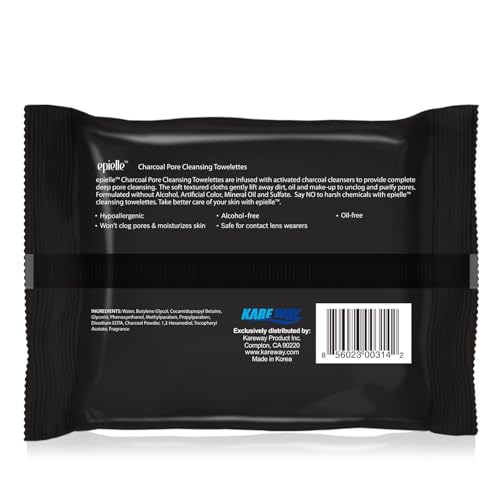 Epielle Charcoal Makeup Remover Wipes | For All Skin Types | Daily Facial Towelettes | Removes Dirt, Oil, Waterproof Makeup | Pack of 2 | Korean Skincare