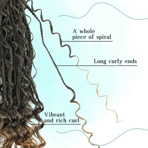 LIYATE 7 Packs Crochet Box Braids 24 Inch Boho Crochet Hair for Black Women Bohomian Crochet Braids Synthetic Pre Looped Goddess Box Braids Crochet Braiding Hair with Curly Ends, 1B/27