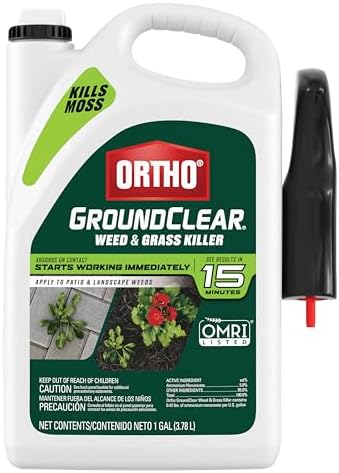 Ortho GroundClear Weed and Grass Killer with Comfort Wand, Kills Dandelions, Chickweed, Crabgrass, Moss and More in Patios and Landscapes, OMRI Listed, 1 gal.