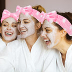 Semato Bachelorette Party Favor Set Bride Spa Headband Bride Headband and Bridesmaid Headband Skincare Headbands for Women Cute Bow Head Bands Party Supplies (pink dot)
