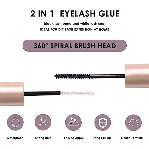 Individual Lashes 120 Cluster Lashes DIY Eyelash Extension Thin Band Wide Stem Lash Clusters with Applicator and Lash Bond and Seal Lash Extension Kit Mix 10-16mm Length C/D Curl - OP06