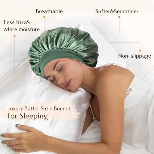 YANIBEST Satin Bonnet for Sleeping Women Double Layer Hair Silk Bonnets for Sleeping with Elastic Band