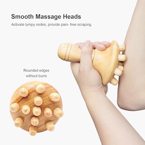 Wood Therapy Massage Tool Wooden Lymphatic Drainage Massager One-Handed Body Sculpting Tools,Physical Therapy Tools, Muscle Scraping Tool,Gua Sha Wood Therapy Tool-5.5 * 4.3 inches