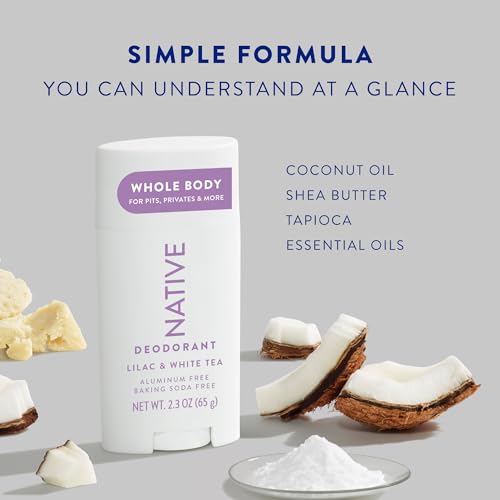 Native Whole Body Deodorant Stick Contains Naturally Derived Ingredients, Deodorant for Men and Women | 72 Hour Odor Protection, Aluminum Free with Coconut Oil and Shea Butter | Lilac & Tea