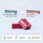 humanN SuperBeets Heart Chews - Grape Seed Extract & Non-GMO Beet Energy Chews - Pomegranate Berry Flavor - 120 Count (Total)