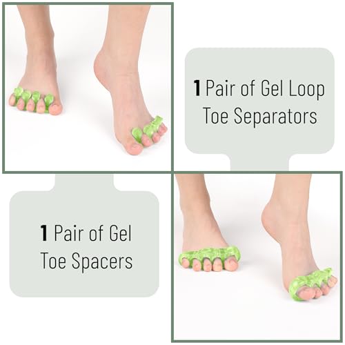 DR. JK- ToePal Gel Toe Separator, 2 Pairs, Toe Spacers, Toe Straightener, Hammer Toe Straightener, Toe Spreader, Toe Stretcher, Toe Corrector for Women and Men, Bunion Corrector