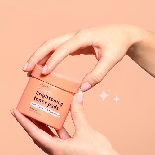 SpaLife Love & Light Radiating Toner Pads – for Uneven Skin Tone, Dark Spots & Discoloration, Clogged Pores, Dullness with Vitamin C, Niacinamide – Toner Pads for Face, Face Pads, Pre-Soaked Pads