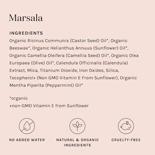 Kari Gran Lip Whip | Moisturizing Lip Balm with Organic Oils | Clear Glossy Sheen + Peppermint | Rich Buttery Texture, Hydrates & Protects | Non-GMO, Organic Ingredients, Made in USA (Marsala)