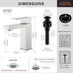 KENES Single Handle Bathroom Sink Faucet, Brushed Nickel Vanity Faucet for Bathroom Sink, with Pop Up Drain Stopper & Water Supply Lines LJ-9031
