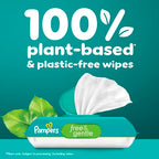 Pampers Baby Wipes, Free & Gentle, Hypoallergenic and Unscented Wipe, 100% Plant Based, Plastic-Free for Babies, 624 Total (8 Flip-Top Packs)