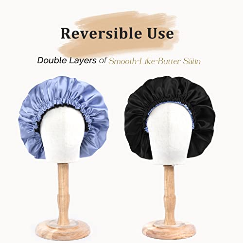 YANIBEST Double Layer Satin Bonnet Silk Bonnet Adjustable Hair Bonnet for Sleeping Hair Bonnets for Women Curly Natural Hair