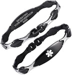 LinnaLove 7 1/2 inch Medical Alert Bracelets for women Stainless Steel Fashion Medical Bracelets Personalized Engraving
