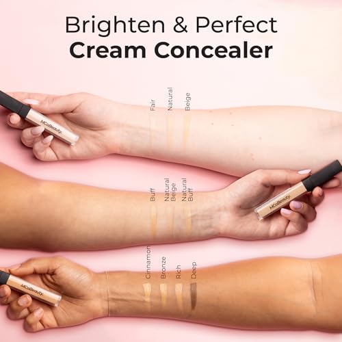 MCoBeauty Brighten & Perfect Cream Concealer, 6 Medium Natural Buff, Brightening Coverage for Flawless Complexion, Vegan, Cruelty Free Cosmetics