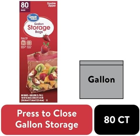 Great Value Double Zipper Gallon Size Storage Bags & 80 count