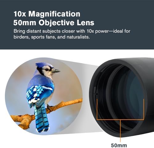 Celestron – Outland X 10x50 Binoculars – Waterproof & Fogproof – Binoculars for Adults – Multi-Coated Optics and BaK-4 Prisms – Protective Rubber Armoring, Black
