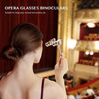 Aomekie Opera Glasses Binoculars 3X25 Theater Glasses Lorgnette Mini Binocular Compact with Handle for Adults Women in Musical Concert（White）