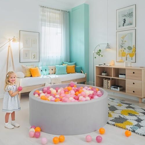 GOGOSO Ball Pit Balls for Toddler, Baby Plastic Playballs Kids Soft Pastel Pelotas Non-Toxic BPA-Free 3pink+Orange+Yellow, 1000 Balls