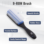 Hair Brush Set, Includes Detangling Brush, Classic 9 Row Brush, Wide Tooth Comb Brush, Hair Spray Bottle - For Women Men Kids Curly Hair