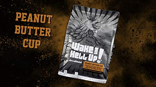 Wake The Hell Up! 12oz Ultra-Caffeinated Peanut Butter Cup Ground Coffee, Low Acid, Medium-Dark Roast