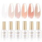 Beautpal Jelly Gel Polish Sheer Pink Crystal Transparent Milky White Nude Sheer Gel Nail Polish Kit for Salon Gel Manicure and Nail Art Collection Gift Set 8ML 6PCS